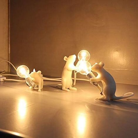 Mausförmige Tischlampe aus Kunstharz, Schreibtischlampe, Nachttischlampe, leichte Wohndekoration (Weiß, Liegend)
