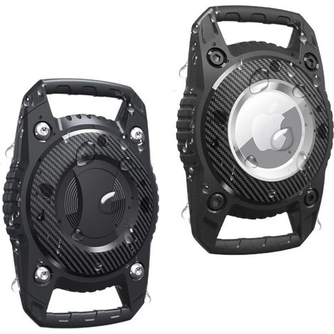 2 Pièce Airtag Porte Clé - Oneonta Étui Airtag pour Collier Chien - Étanche IP68 Porte Clef Airtag - Protection AirTag pour Petit Chien - Collier de Chat (Larg du Trou intéri 2 cm) - Noir+Noir (1/5)