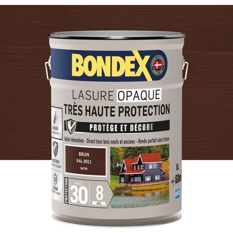 Bondex – Lasure extérieure opaque très haute protection 8 ans – 5L – Brun RAL 8011 – Satin – Anti-UV et fongicide pour bois