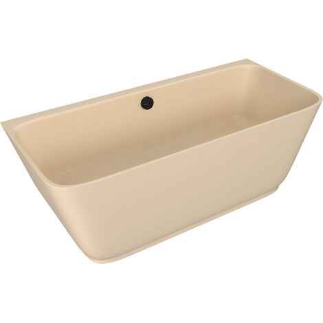 Baignoire autoportante murale en fonte de marbre SKYLLA 170x75x60cm, beige mat (1/4)