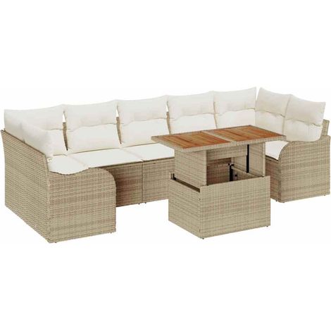 Maison Exclusive - Set Divano da Giardino 8 pz Beige Poly Rattan (1/5)