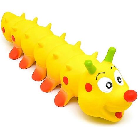 Juguete masticable para perros Yellow Bug con sonido, de látex natural, para la limpieza dental de perros de raza mediana, 1 unidad (sin pilas). (1/5)