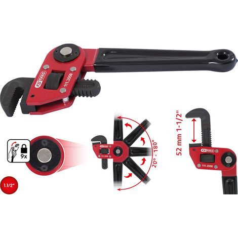 KS Tools 111.3550 Giratubi Manovrabile con Una Sola Mano 1, con Testa Regolabile, 1/2" (1/5)