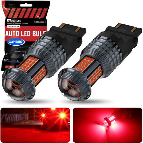 3157 LED Bulbs, 2PCS Red T25 LED Built-in Resistor Canbus Error Free Anti Hyper Flash 3056 3057 4157 3156 LED Bulb with Projector Replacement for Brake Light Backup DRL (1/5)