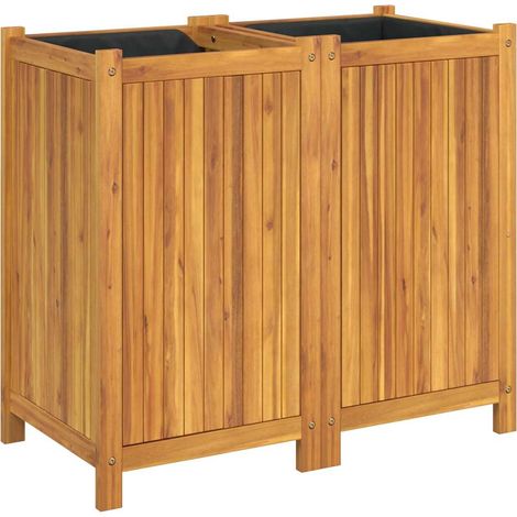 Jardinière Bac à fleurs avec doublure 84x42x75 cm bois massif d'acacia (1/5)