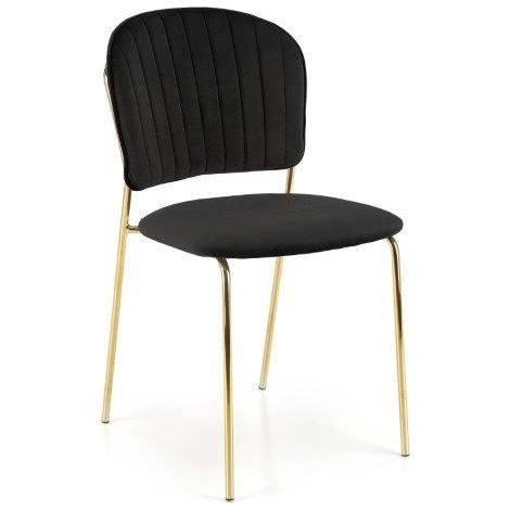 Chaise rembourrée W158 pieds noirs et dorés