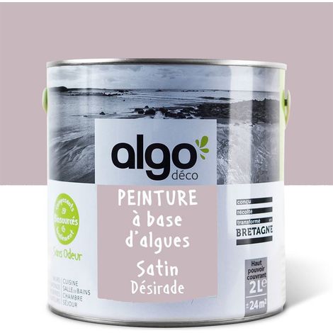 Peinture murale écologique satinée 2L – Rose Désirade – Ecolabel Européen – 100% lessivable – Pour pièces humides – Algo (1/5)