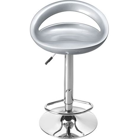 Tabouret haut Disco coque échancrée argenté - Lot de 2 - Maxiburo (1/5)