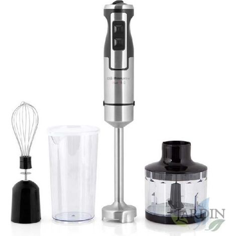 Batidora de mano INOX 1000W, 2 velocidades, función Turbo, accesorios incluidos