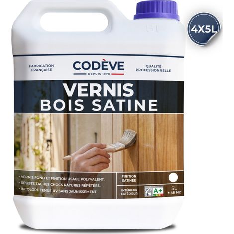 Vernis Satine Bois - 4x5 L - Codeve Bois - Pour Un Aspect De Finition Satiné Sur Un Bardage, Fenêtre Ou Volet Bois.
