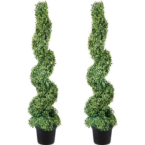 Topiaire artificielle buis, 121,9 cm (lot de 2), feuillage permanent vert, feuilles remplaçables, idéale déco intérieur/extérieur/jardin. (1/5)