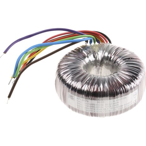 Transformateur torique RS PRO 2 sorties, 115 V ac, 230 V ac 2 x 18V c.a., 225VA ( Prix pour 1 ) (1/2)