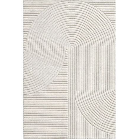 Tapis salon et chambre 200x290 crème rectangle tissé motif simple LYN9 B