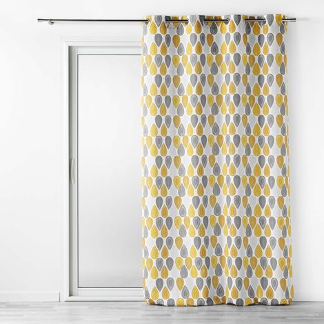 Douceur D'Intérieur – Rideau tamisant 140 x 260 cm – Polyester Palpito jaune/blanc – Imprimé moderne pour éclairage intérieur (1/3)
