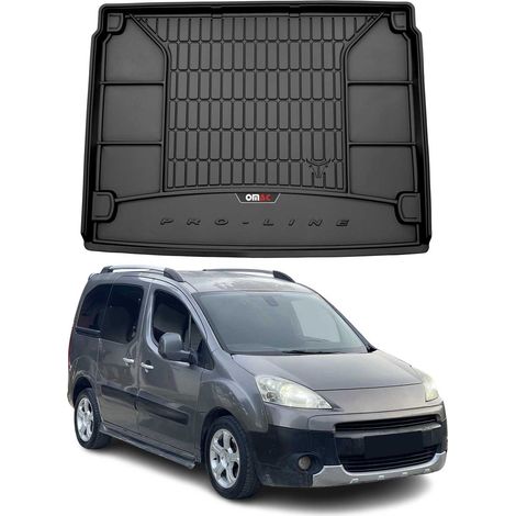 Tapis de Coffre 3D TPE Premium Compatible avec Peugeot Partner II 2008-2018  Bac de Protection de Coffre Intérieur antidérapant Revêtement de Coffre Bords Hauts pour Voiture Noir (1/5)