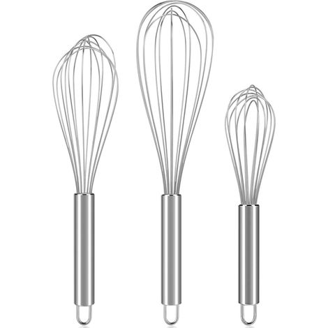 Fouets en acier inoxydable, fouets de cuisine 8", 10" 12", fouet ballon en fil de fer pour mélanger, fouetter, battre, remuer (paquet de 3) (1/5)