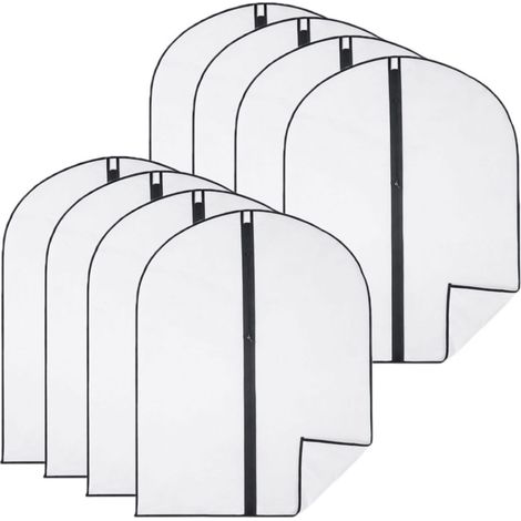 Lot de 8 housses pour vêtements à suspendre avec zip - 60 x 80 cm - Opaque - Vivezen