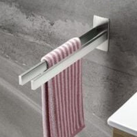 Adhesive wall-mounted towel rack in 304 stainless steel, no drilling required, for bathroom and kitchen (1/3)