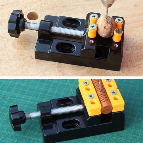 Mini-Parallelschraubstock für Flachbohrer, Schnitzarbeiten und Bastelarbeiten - 1, Heimwerkerwerkzeug mit verstellbarer Öffnung für präzises Fixieren - Metall. (1/5)