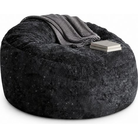 Poltrona pouf a sacco nera con schienale alto curvo e supporto ergonomico (1/5)