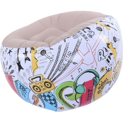 Pouf gonflable à motif doodle, en PVC floqué, pour salon ou chambre (1/5)
