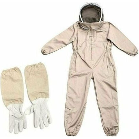 Traje de apicultura profesional con guantes y velo protector, traje de cuerpo entero, equipo antiavispas para apicultores, color café, XL (1/5)