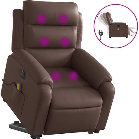 vidaXL Poltrona Alzapersona Elettrica Reclinabile Marrone Similpelle (1/5)