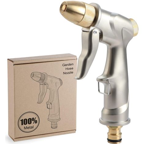 ZOLGINAH Pistolet d'arrosage Métal, Pulvérisateur de Pistolet à Eau Haute Pression, Pistolet à Eau de Jardin Robuste, pour Lavage de Voiture, arrosage de Plantes, Douche pour Animaux de Compagnie-Cour (1/5)