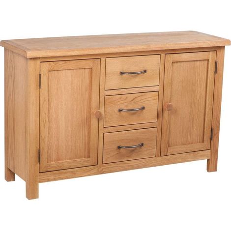 Buffet credenza mobiletto consolle mobile contenitore con 3 cassetti 110 cm legno massello di rovere 4402244