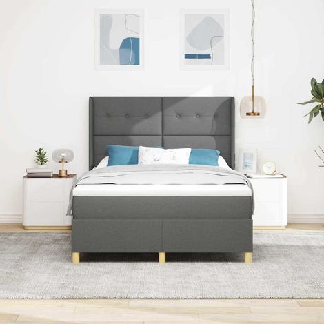 vidaXL Boxspringbett mit Kopfteil Dunkelgrau 160 x 200 cm Stoff (1/5)