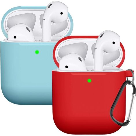 Etui AirPods - Protection Intégrale En Silicone Élastique - Compatible Avec AirPods 2 - Charge Sans Fil Et Filaire - LED Frontale Visible - Par 2 (1/5)