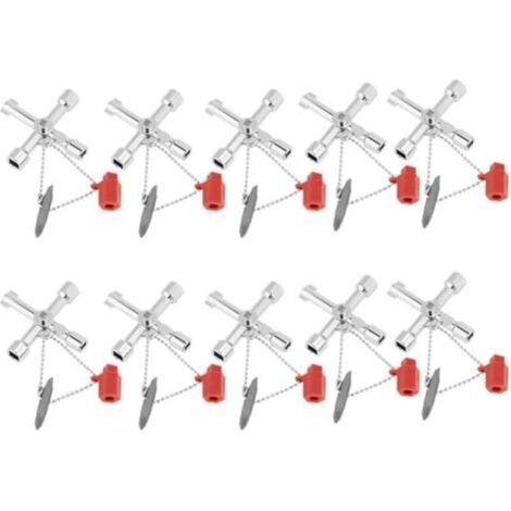 ALLIANDISPaquet de 10 clés utilitaires multifonctions à 4 voies clé triangulaire utilitaire de Service 4 en 1 clé universelle multifonction outils à main (1/4)