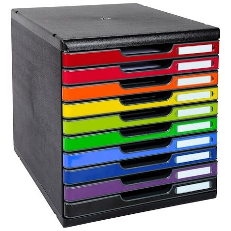 Module de classement Exacompta Modulo 10 tiroirs - noir/assortis (1/3)