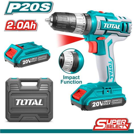TRAPANO AVVITATORE A PERCUSSIONE 2 BATTERIA A LITIO 20V 2.0Ah 45Nm TOTAL (1/5)