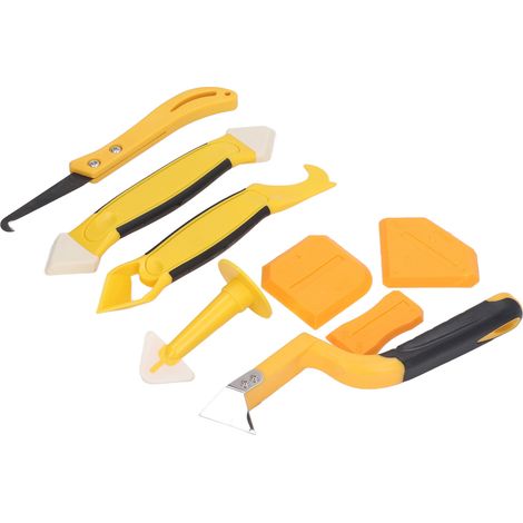 Kit d'outils pour calfeutrage 8 pièces : outils pour joints en silicone, dissolvant, lisseur, grattoir, embout pour carrelage de salle de bain et de cuisine
