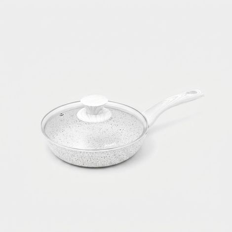 Antihaft-Aluminiumpfanne 20 cm mit weißem Holzgriff Stonewhite (1/2)