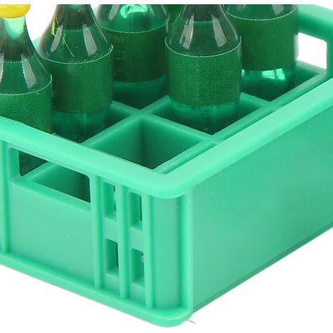 Lot de 12 mini bouteilles de soda vertes avec panier de rangement, fausses boissons miniatures pour décoration de cuisine, jouet de simulation ornement maison (1/5)