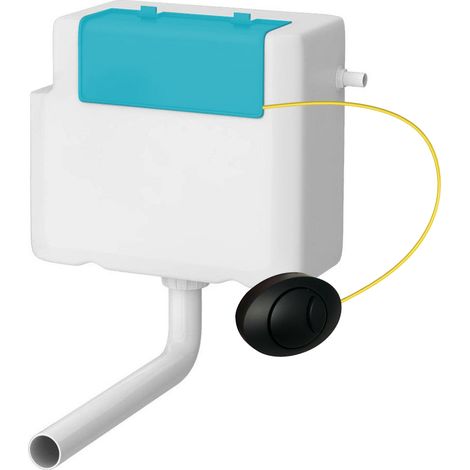 Concealed Dual Flush WC Toilet Cistern & Pipe with Black Push Button (1/3)