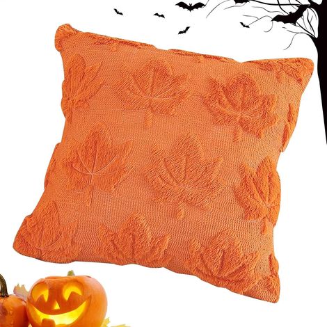 Taie D'Oreiller Halloween Housse De Coussin En Peluche Motif Feuilles Taie Coussin Feuilles D'Automne Doux Peluche Pour Lit Salon Extérieur Intérieur Chambre Canapé (1/5)
