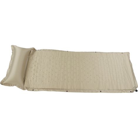 Matelas de camping kaki autogonflant, imperméable, épais et résistant en polyester pongé, idéal pour le camping en plein air. (1/5)