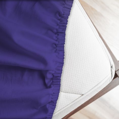 Lenzuolo letto sotto con angoli 100% puro cotone Made in Italy tinta unita Prugna - 1 Piazza