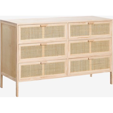 SKLUM Kommode Holz und Rattan Reyna Braun Natur