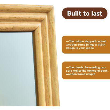 Miroir mural pleine hauteur, cadre en bois noyer, 160x50 cm, pied en acier ajustable, reflet haute définition, emballage renforcé, idéal pour intérieurs domestiques et professionnels (1/5)