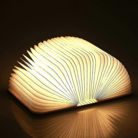 Lampe de lecture pliante en bois, lampe de lecture magnétique LED, lampe décorative/veilleuse, lampe de bureau rechargeable USB, cadeau idéal pour femmes, parents et enfants (blanche) (1/3)