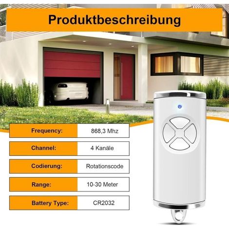 868-MHz-Garagentoröffner kompatibel mit Hörmann-Handsendern für HSE1-868-BS, HSE2-868-BS, HSE4-868-BS, HS1/HS4/HS5-868-BS, HSP4-868-BS, HSD2-868-BS, HSS4-868-BS (1 Stück) (1/5)