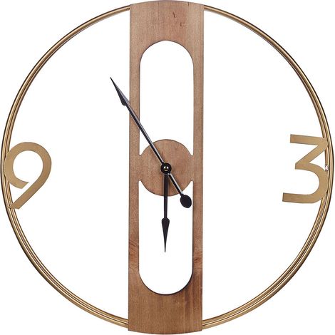 Beliani – Horloge murale en bois MDF 50 cm – Style rustique avec pendule – Décoration pour salon et cuisine – Facile à entretenir
