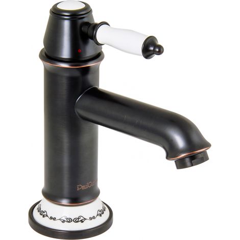 PaulGurkes schwarze Retro Waschtischarmatur Einhandmischer Bordüre Wasserhahn (1/5)
