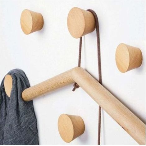 Crochet Mural Bois Porte Manteau Rond, Patère Bois 5 Pièces Naturel Crochet à Manteau Vintage Décoratif en Bois Naturel Branche Décorative Cintre Crochet De Vêtements (1/4)