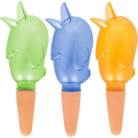 Piquets d'arrosage automatique pour plantes, système d'irrigation goutte à goutte, racines humides pour des plantes plus saines, arrosage automatique, réservoir d'eau pour oiseaux - Lot de 3 - orange, (1/5)