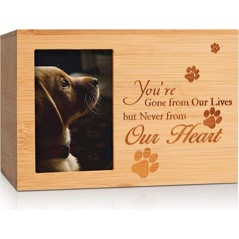 Urnes pour Animaux de Compagnie, boîte à Cendres de Chien en Bois Cercueil Souvenir commémoratif Cadeau Photo boîte Porte-Cendres pour Animaux de Compagnie avec Cadre Photo (1/5)